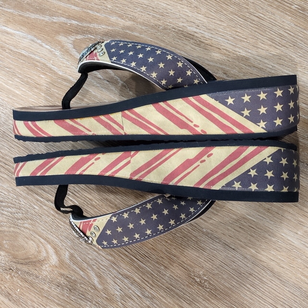 ❤️🤍💙Montana West American Flag Patriotic Platform Flip Flops size 8❤️🤍💙 - Picture 8 of 11